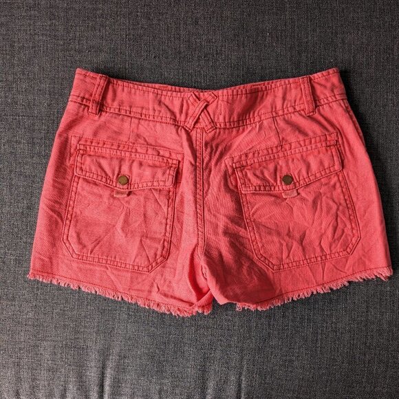 Free People Orange / Coral Cargo Shorts with Raw Hem - Picture 2 of 9